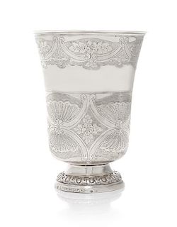 A French Ancien Regime Silver Beaker, Possibly Charles-Joseph Fontaine, Paris, 1778, having a slightly flared rim, the body work
