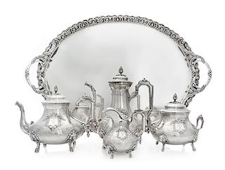 A French Silver Four-Piece Tea and Coffee Service, Francois-Auguste Boyer-Callot, Paris, Late 19th Century, comprising a teapot,