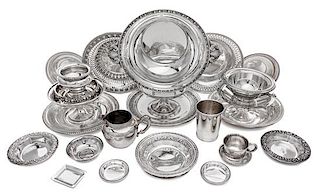 A Collection of American Silver Table Articles, Various Makers, comprising serving bowls, dishes, tazze and cups; 25 items total