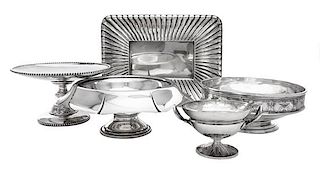 A Group of American Silver Table Articles, Various Makers, comprising a fluted rectangular dish, Reed & Barton, Taunton, MA, 195