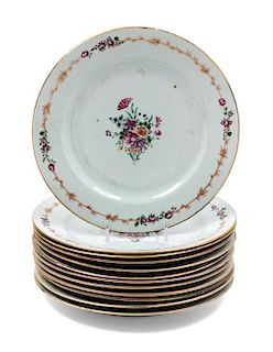 A Set of Twelve Chinese Export Porcelain Plates Diameter 9 inches.
