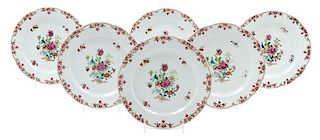 A Set of Six Chinese Export Porcelain Plates Diameter 9 inches.