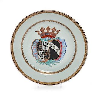 A Chinese Export Armorial Plate Diameter 9 inches.