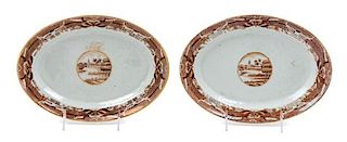 A Pair of Chinese Export Porcelain Armorial Chargers Width 10 1/4 inches.