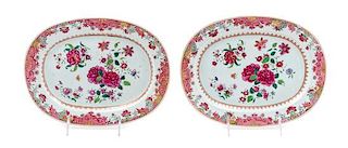 A Pair of Chinese Famille Rose Porcelain Trays Width 10 1/4 inches.