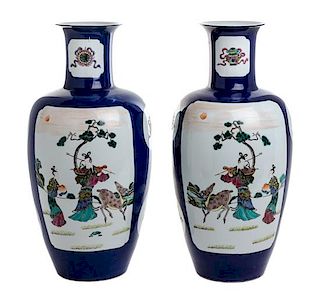 A Pair of Chinese Porcelain Vases Height 17 1/4 inches.