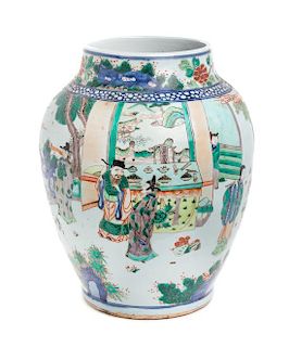 A Chinese Porcelain Ginger Jar Height 15 1/2 inches.