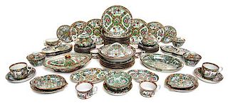 A Chinese Export Rose Medallion Porcelain Service Width of widest 10 5/8 inches.