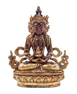 A Southeast Asian Bronze Diety Height of figure 8 5/8 inches.