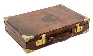 A Continental Leather Attache Case Height 3 1/2 x width 17 x depth 11 3/4 inches.