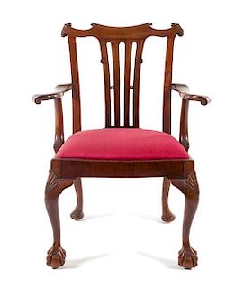 * A Chippendale Mahogany Armchair Height 39 x width 30 x depth 22 1/2 inches.
