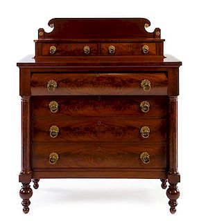 * An American Classical Mahogany Chest of Drawers Height 53 x width 44 x depth 22 inches.