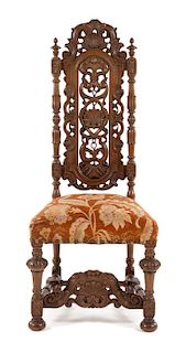 A Renaissance Revival Walnut Side Chair Height 50 3/4 inches.
