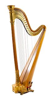 A Lyon & Healy Giltwood Style Twelve Harp Height 63 inches.