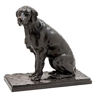 * An American Bronze Figure of a Dog Height 14 1/2 inches.