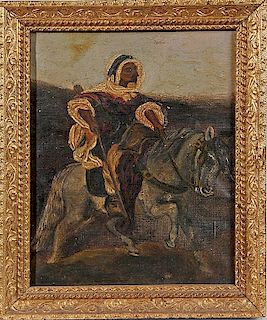 OIL PAINTING OF AN ARAB ON A HORSE