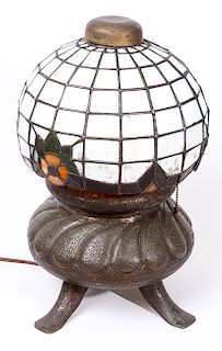 LEADED GLASS PARLOR LAMP