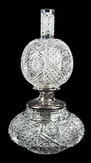 Dorflinger Brilliant Period Cut Glass Oil Lamp