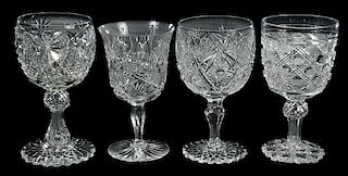 Four Brilliant Period Cut Glass Goblets