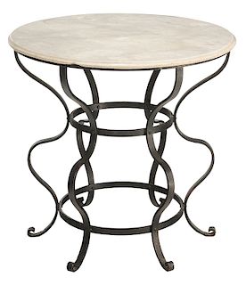 Black Wrought Iron and Marble Center Table