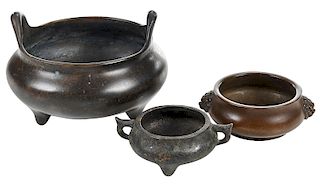 Three Chinese Bronze Censers