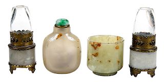 Four Jadeite and Agate Chinese Objects