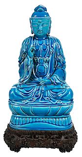 Turquoise Glazed Buddha on Stand