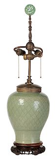 Korean Celadon Vase Converted to Lamp