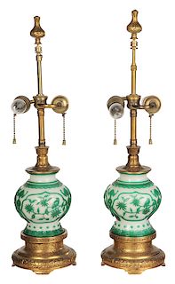 Pair Peking Glass Lamps