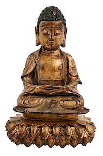 Bronze Buddha on Lotus Base
