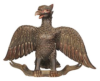 Polychromed Carved Wood Garuda Figure