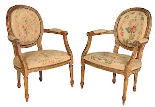 Pair of Louis XVI-Style Arm Chairs