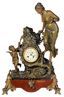 French Figural Eight Day Clock after Bruchon