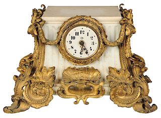 Louis Phillipe White Marble Mantel Clock