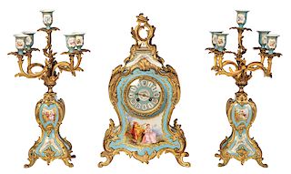 Louis XV Style Japy Freres Clock Garniture