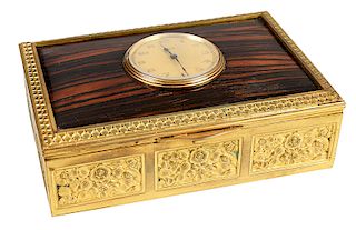 Gilt Brass and Wood Fitted French Clock