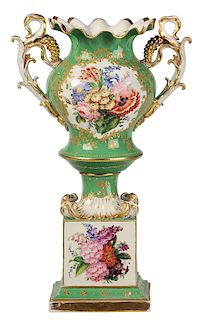 Old Paris Porcelain Floral Decorated Urn