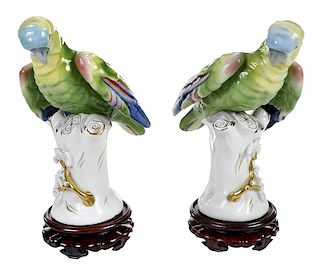 Pair of Vista Alegre Porcelain Parrots