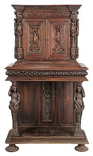 Italian Renaissance Style Carved Walnut Cabinet