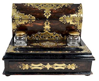 English Brass Mounted Desk Set