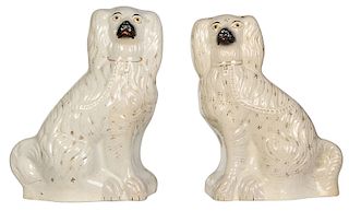 Pair of Staffordshire Dogs With Leads