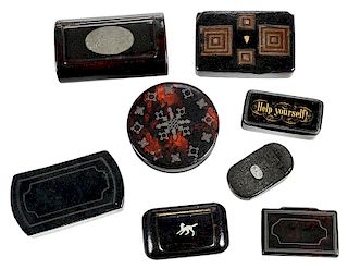 15 Miniature Lacquer Tobacco and Trinket Boxes