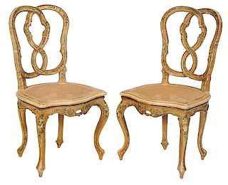 Pair of Venetian Style Rococo Side Chairs