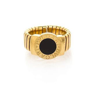 An 18 Karat Yellow Gold and Onyx Ring, Bulgari, 11.20 dwts.