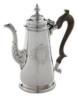 George II English Silver Coffee Pot 