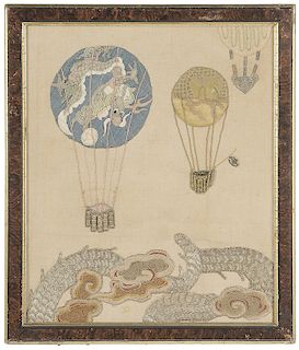 Chinese Needlework with Hot Air Balloons