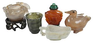 Five Miniature Carved Hardstone Objects