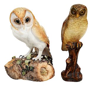 Two Porcelain Owl Figures