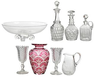 Steuben Bowl and Seven Pieces Assorted Glass
