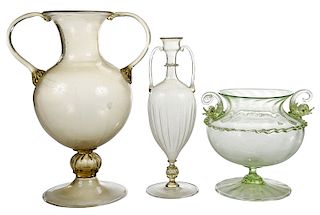 Three Venetian Glass Urn Form Vases